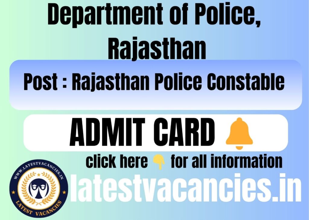 Rajasthan Police Constable PET/PST Admit Card 2025 Issue