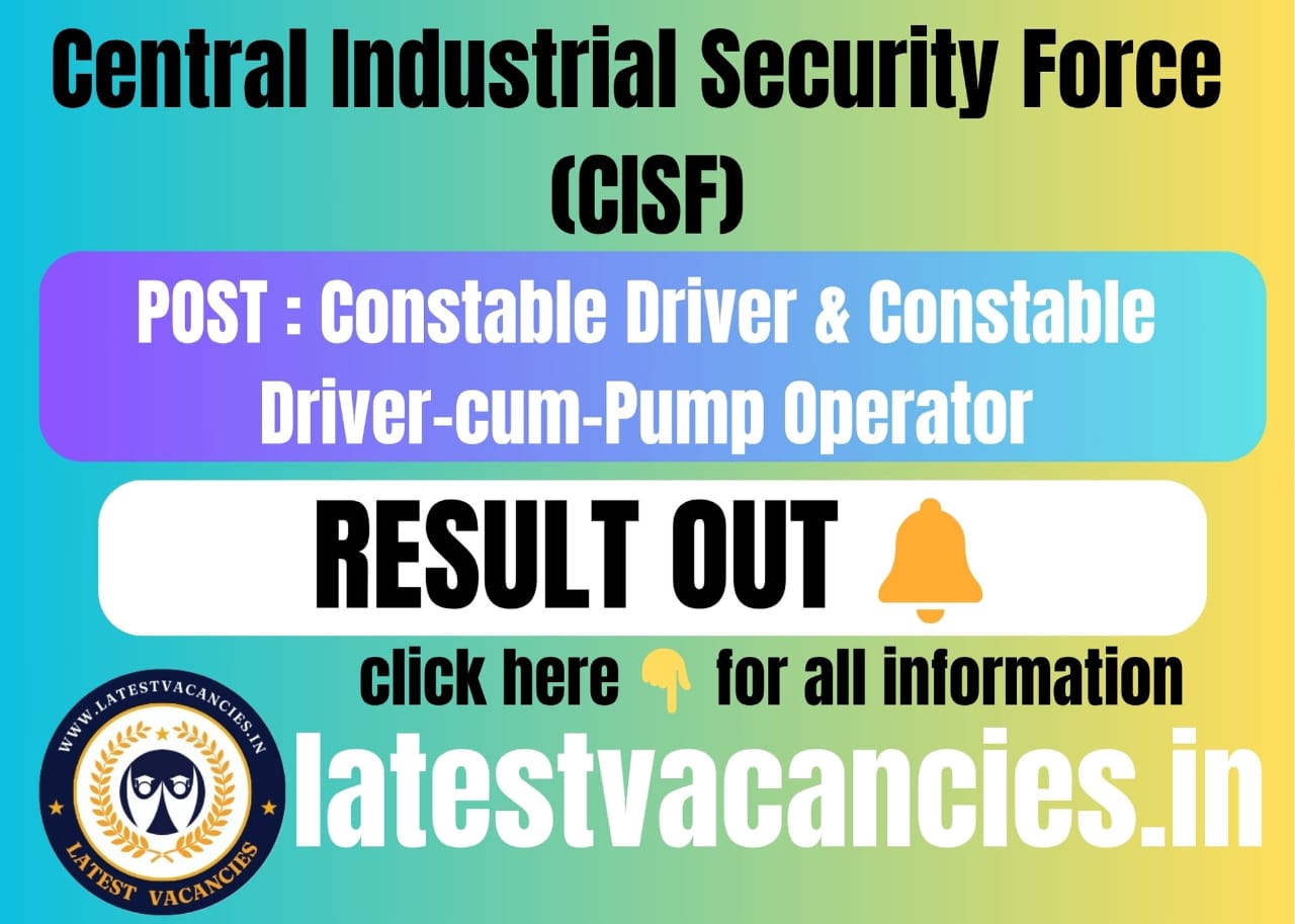 CISF Constable Driver PET/PST Result 2025 OUT
