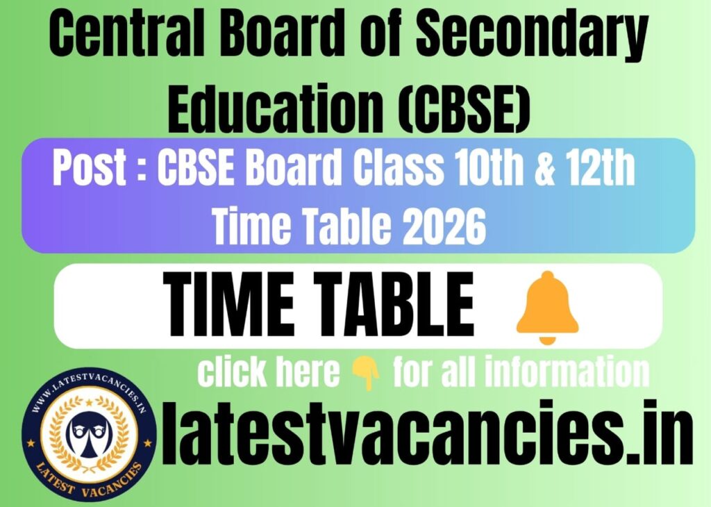 CBSE Board Class 10th & 12th Time Table 2026 Out
