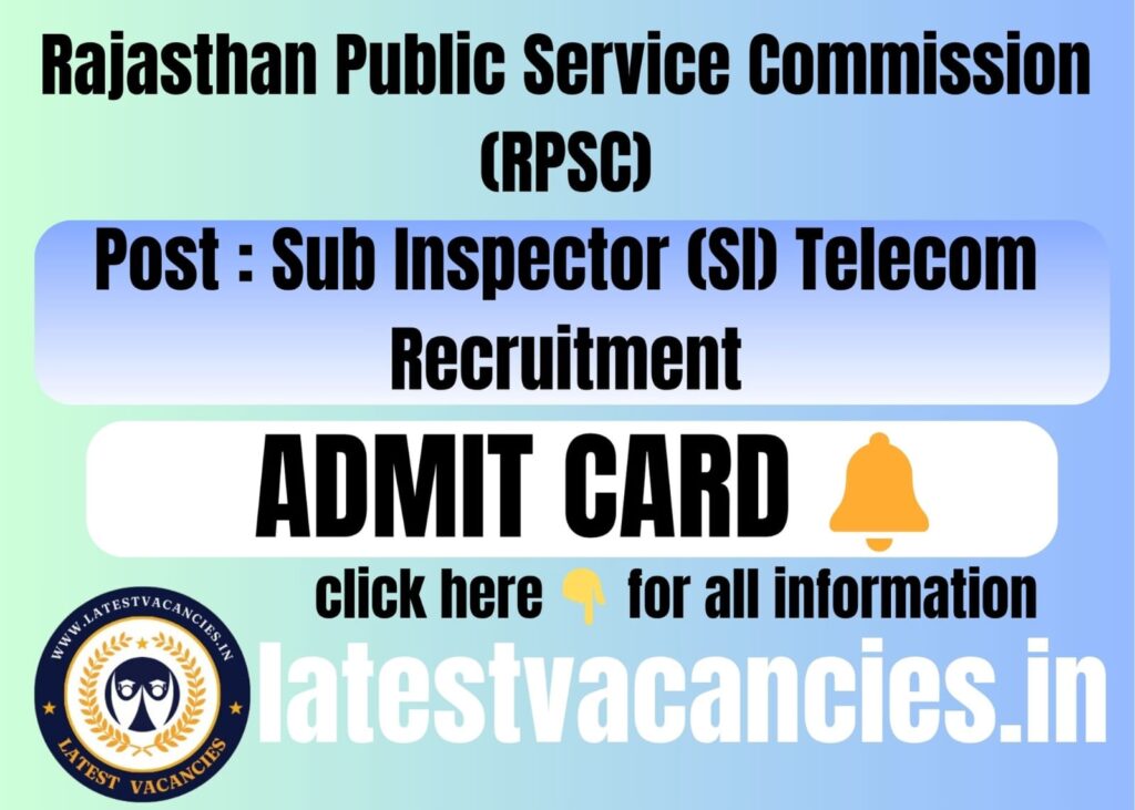 RPSC SI Telecom Admit Card 2025