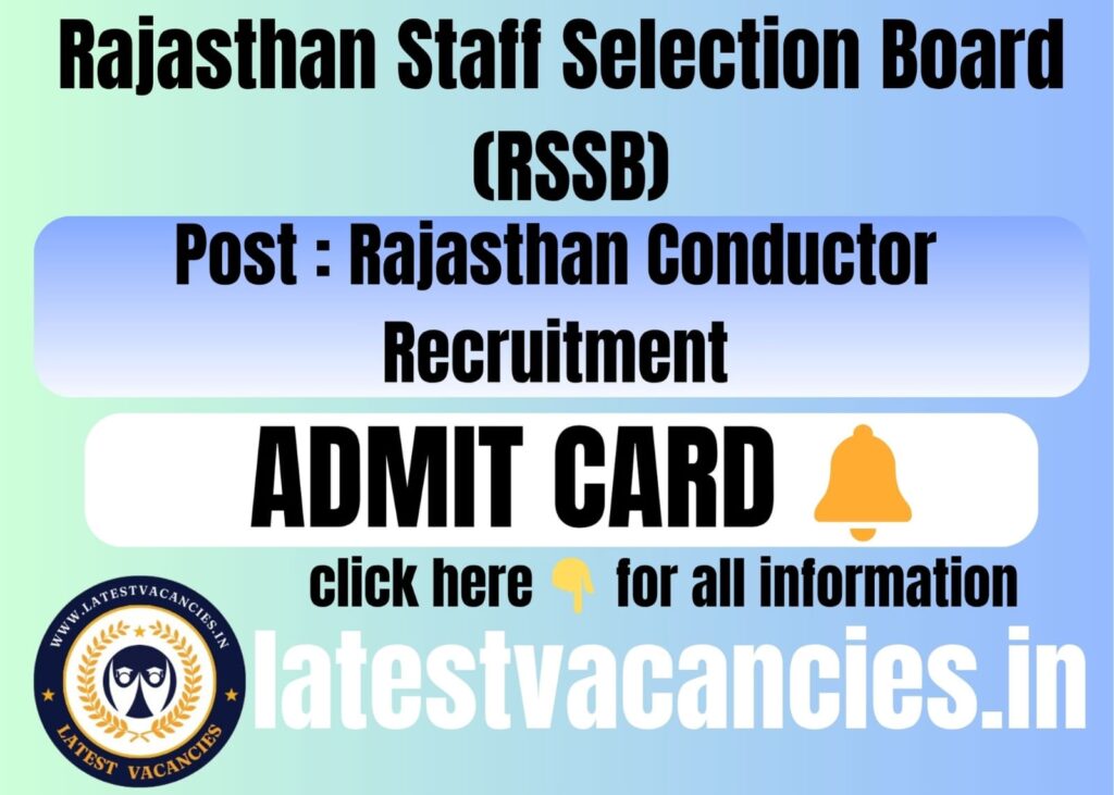 RSSB Rajasthan Conductor Admit Card 2025