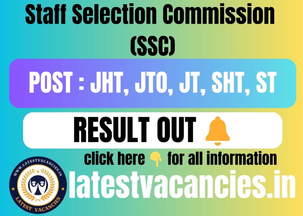SSC JHT/ JT/ CHT Result 2025 OUT – Download Scorecard, Cutoff, Merit List