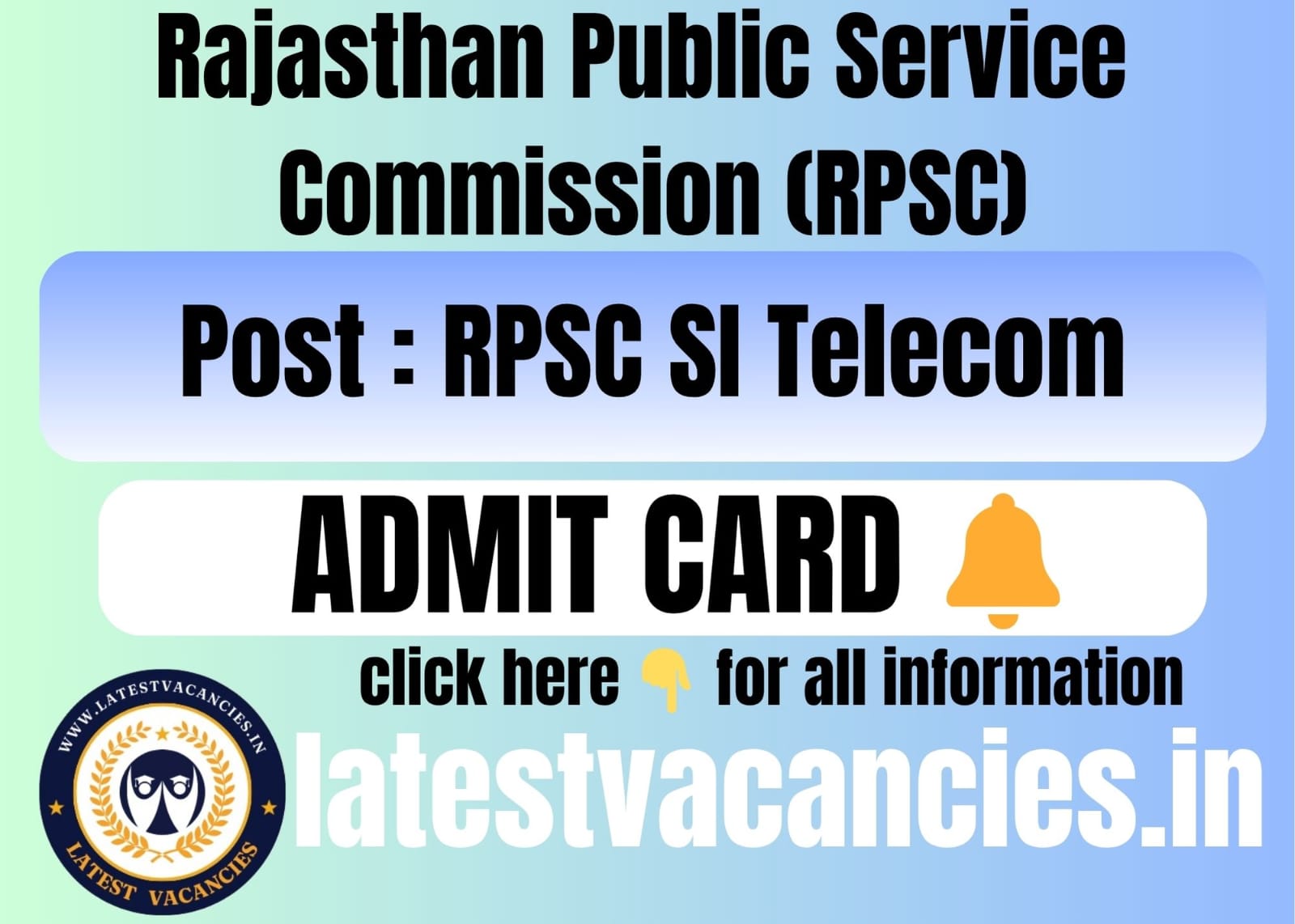 RPSC SI Telecom Admit Card 2025 OUT
