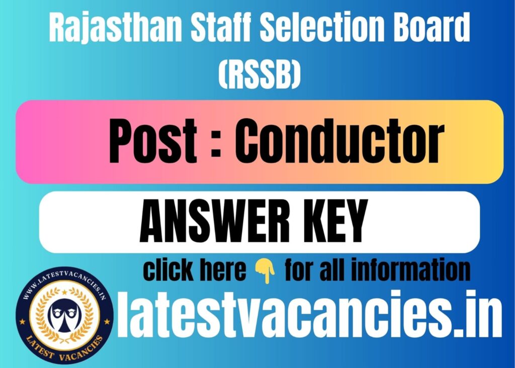 RSSB Rajasthan Conductor Answer Key 2025 OUT | Download PDF Now