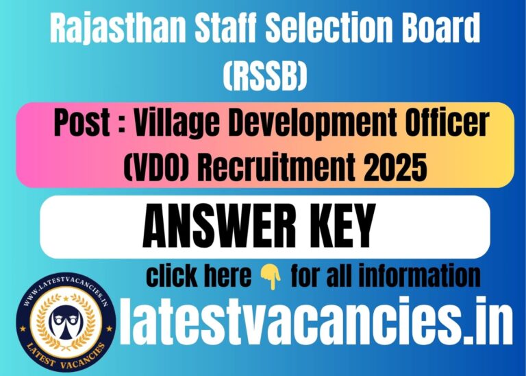Rajasthan Staff Selection Board VDO Answer Key 2025