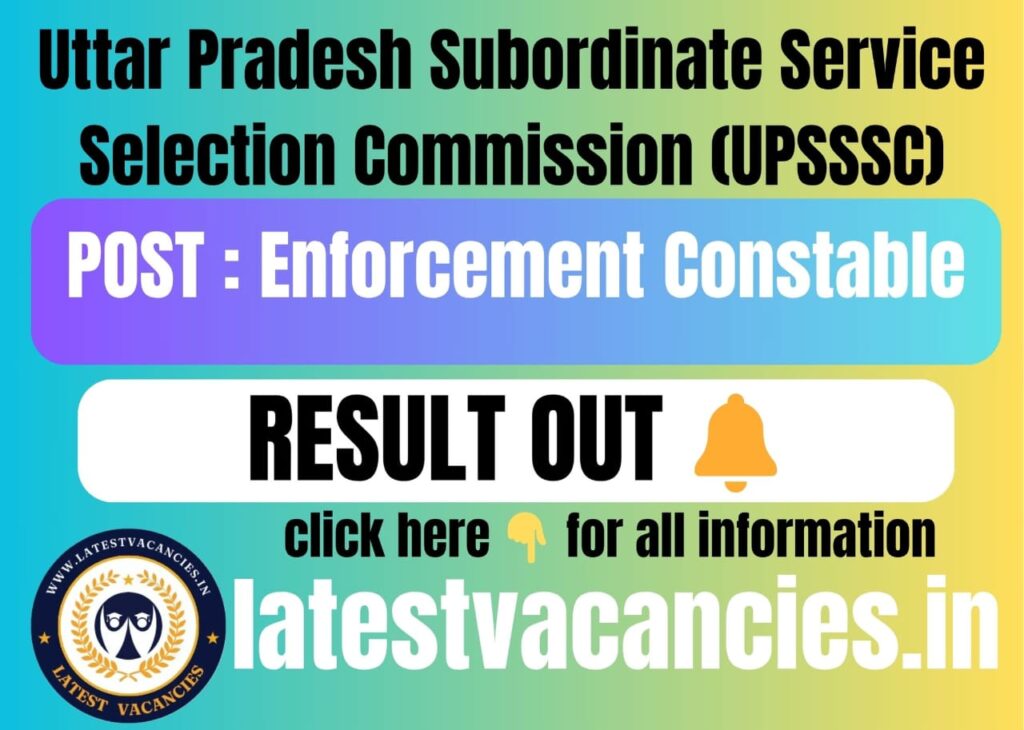 UPSSSC Enforcement Constable Result 2025