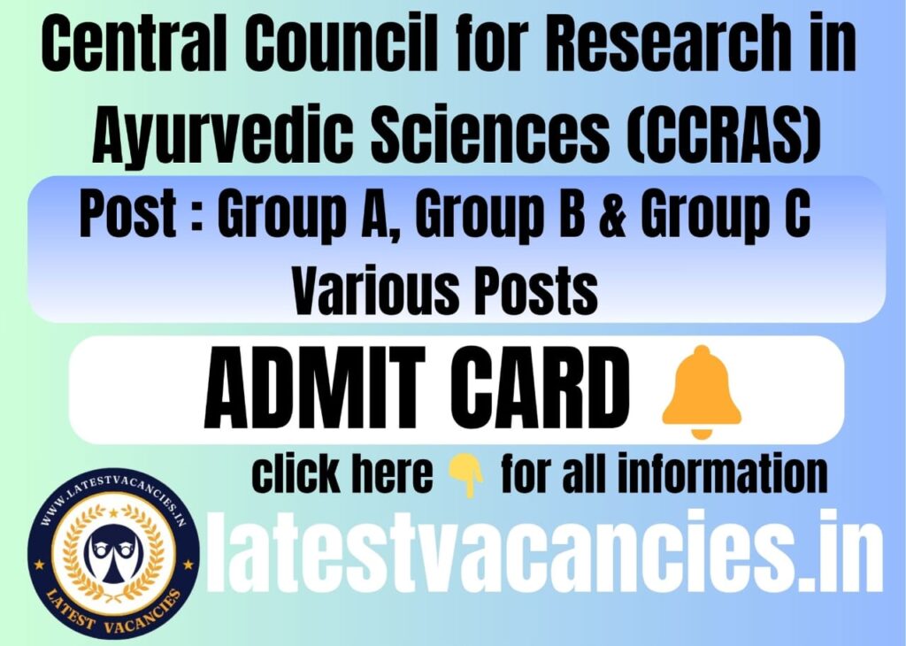 CCRAS Group A B C Admit Card 2025