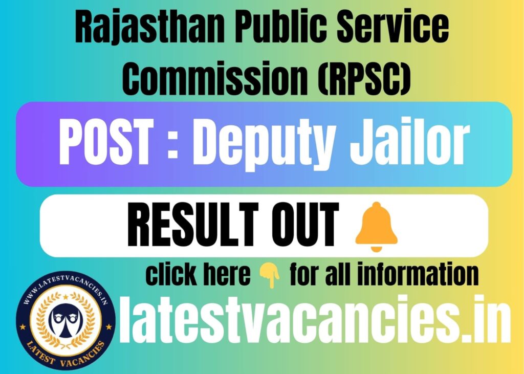 RPSC Deputy Jailor Result 2025